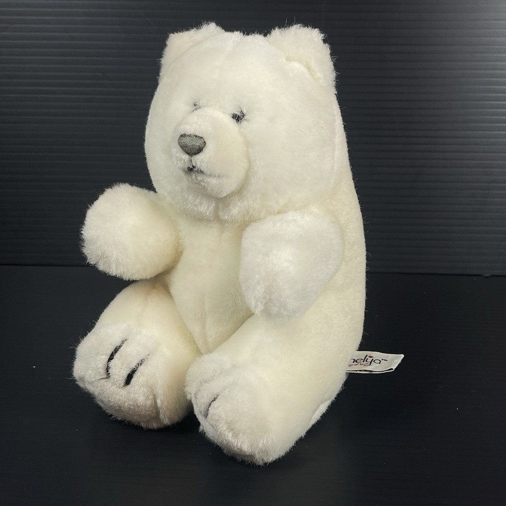 Vtg Thelya Sign of Love Plush Stuffed Animal White Teddy Polar Bear Toy 8 in